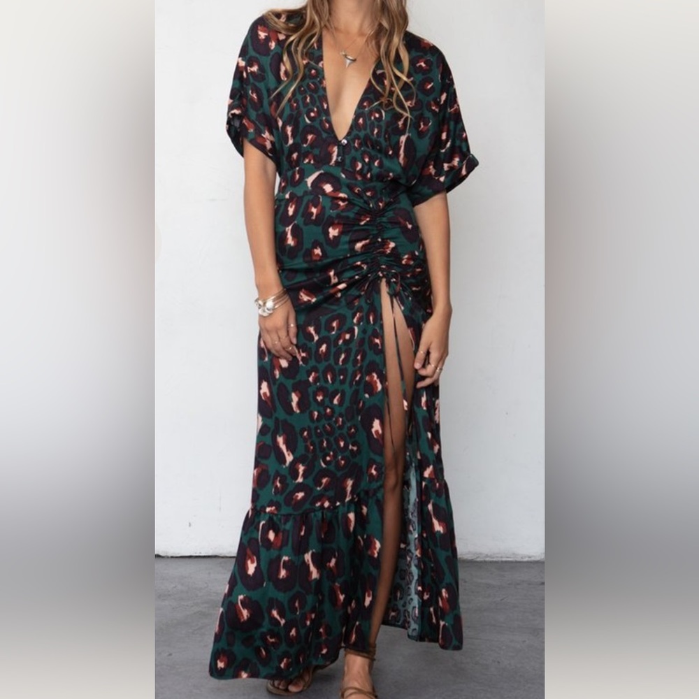 Stillwater green cheetah high-low maxi dress